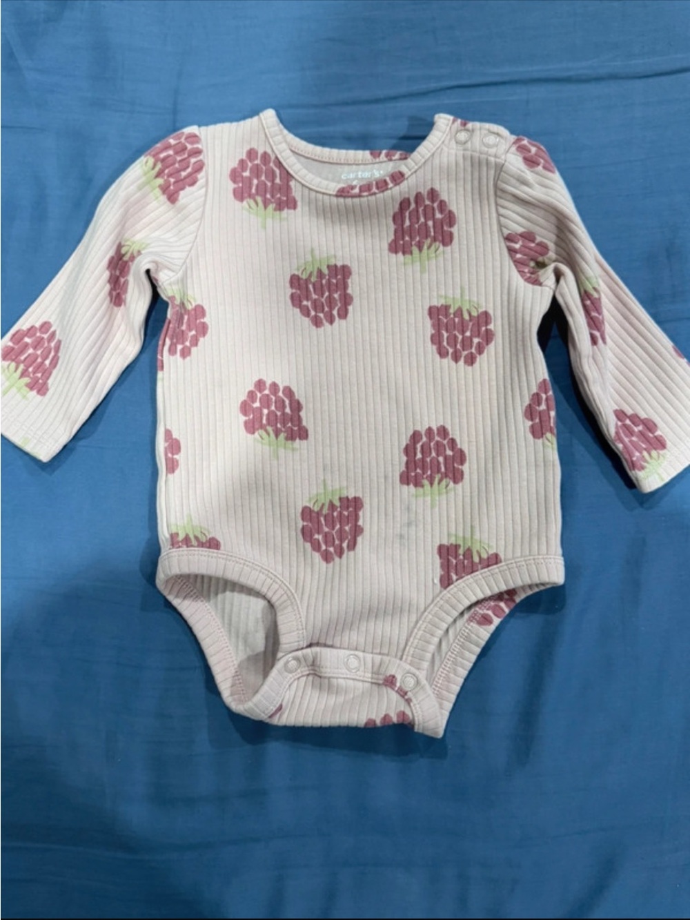 Carter's Pink Ribbed Pajama Set with Raspberry Print - Picture 3 of 6